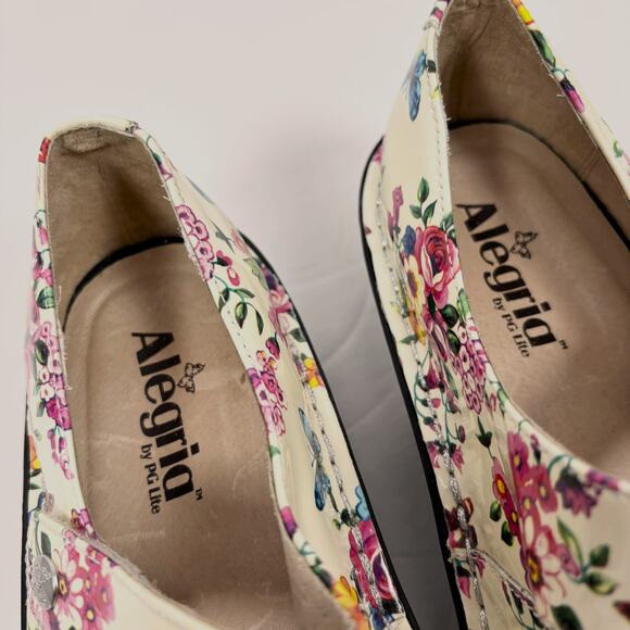 Alegria Paloma Mary Jane Shoes 39 8.5-9 Floral Butterfly Leather Ivory Coquette - Picture 9 of 11